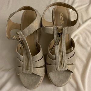 MK gold speck wedges with zipper